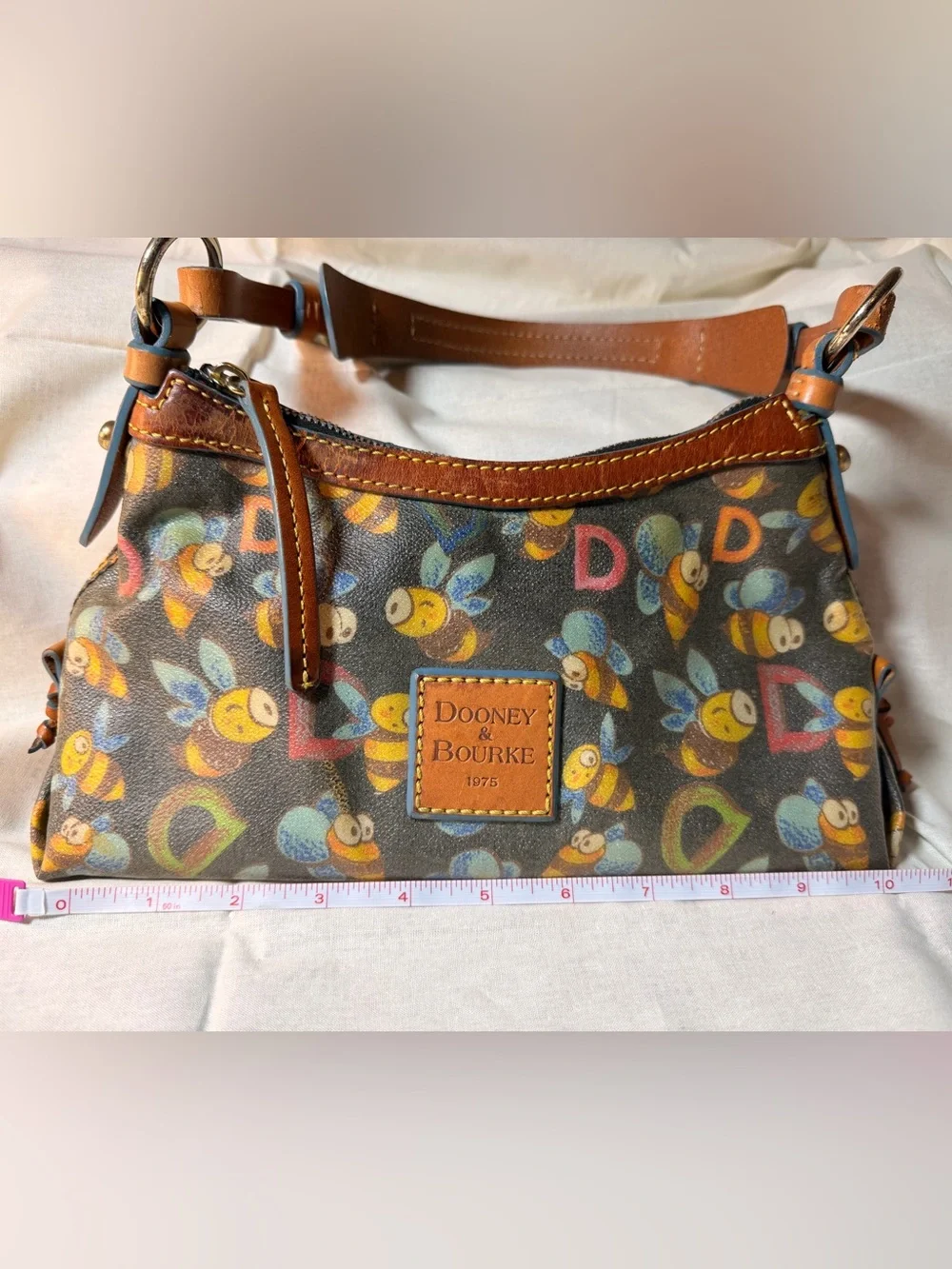 Rare Dooney & Bourke Bee Collection 1975 Small Hobo Shoulder Bag Rainbow Zipper